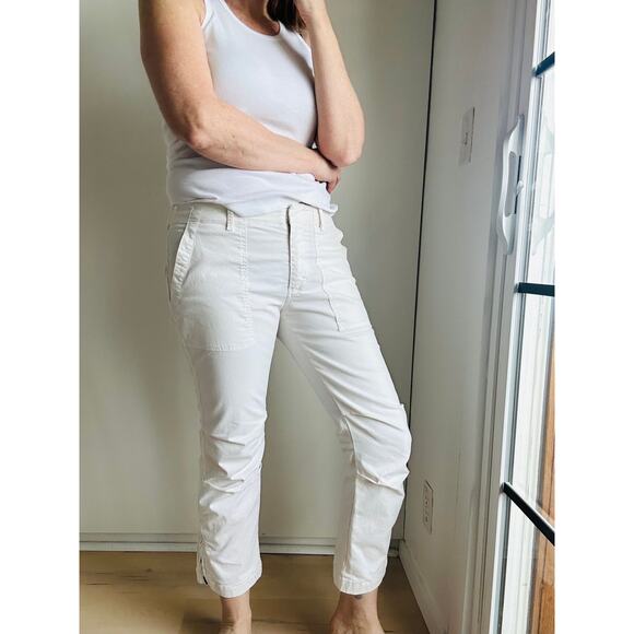 Y2K Cargo Capri Pants in Cream Size 4 Military Style Cropped Designer Nila Lotan - Picture 4 of 8